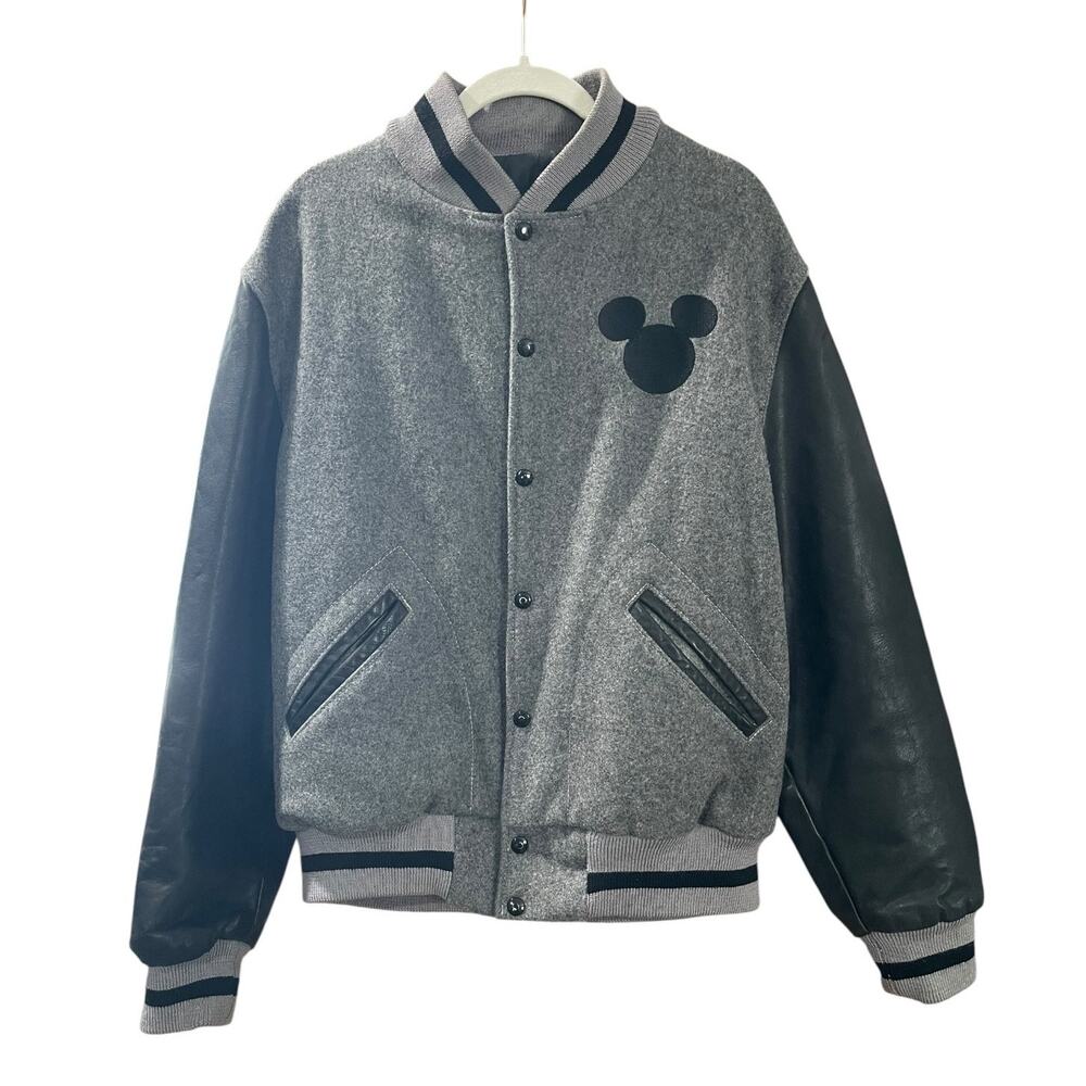 Vintage Disney Store Varsity Jacket Mickey Wool Leather USA Mens Large